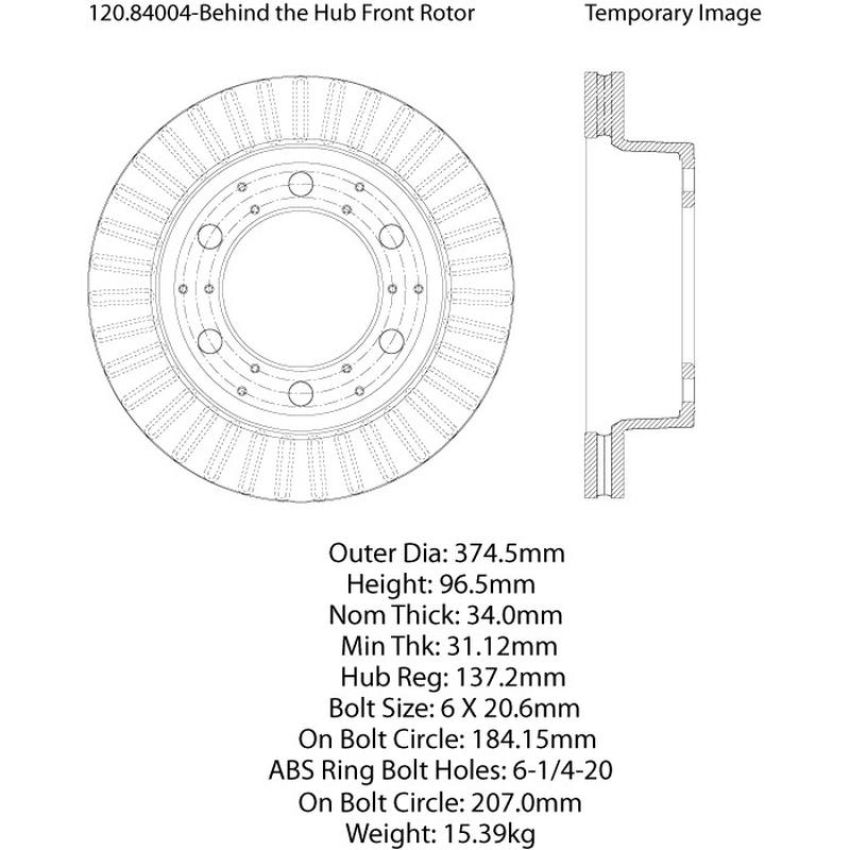 CENTRIC PARTS 120.84004 Centric Premium Brake Rotor