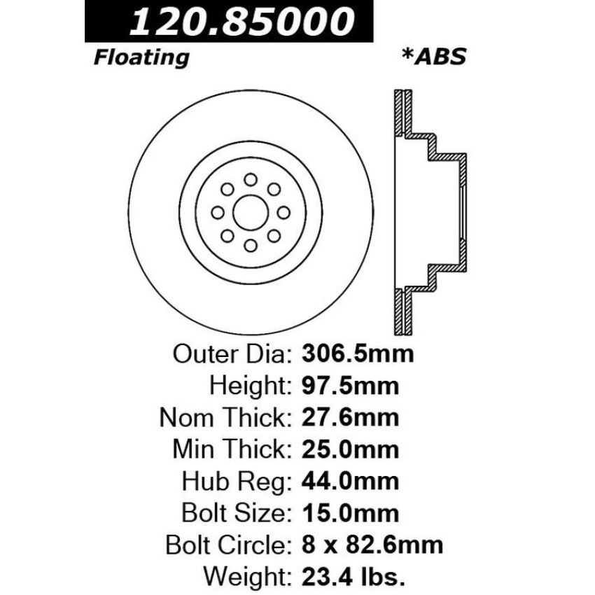 CENTRIC PARTS 120.85000 Centric Premium Brake Rotor