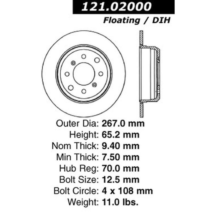 CENTRIC PARTS 121.02000 C-Tek Standard Brake Rotor