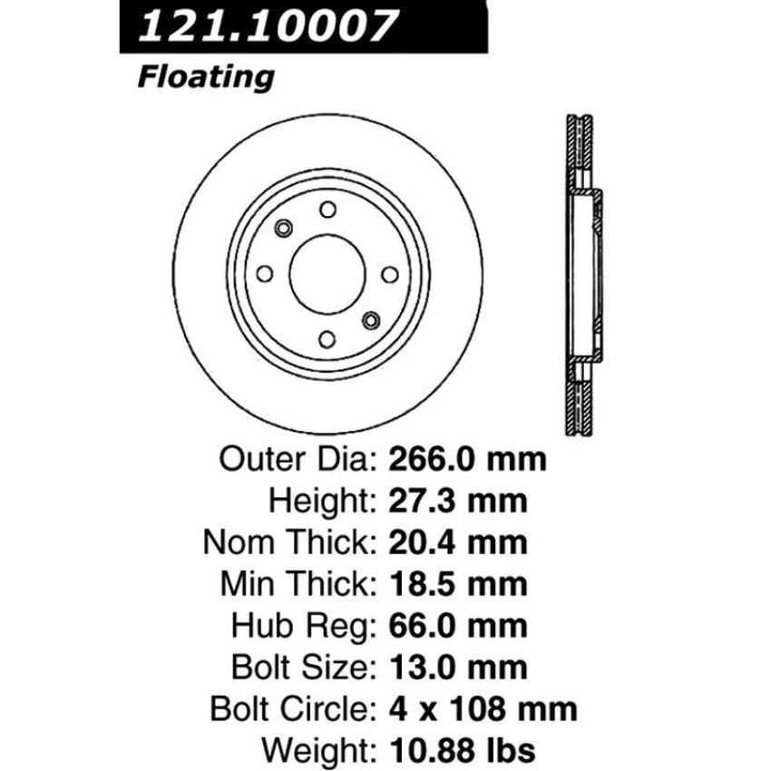 CENTRIC PARTS 121.10007 C-Tek Standard Brake Rotor