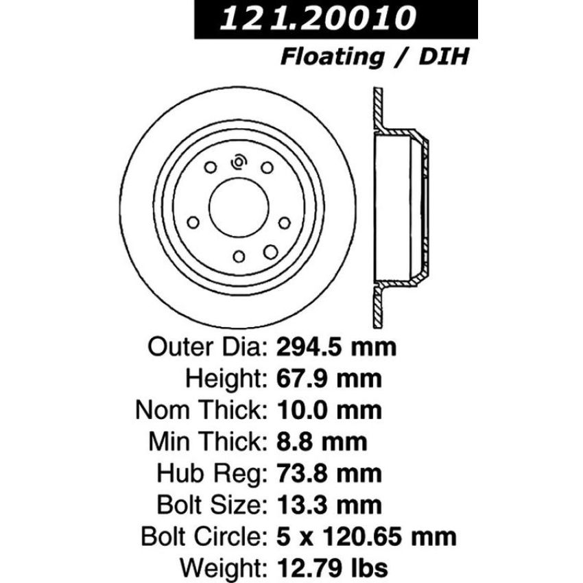 CENTRIC PARTS 121.20010 C-Tek Standard Brake Rotor