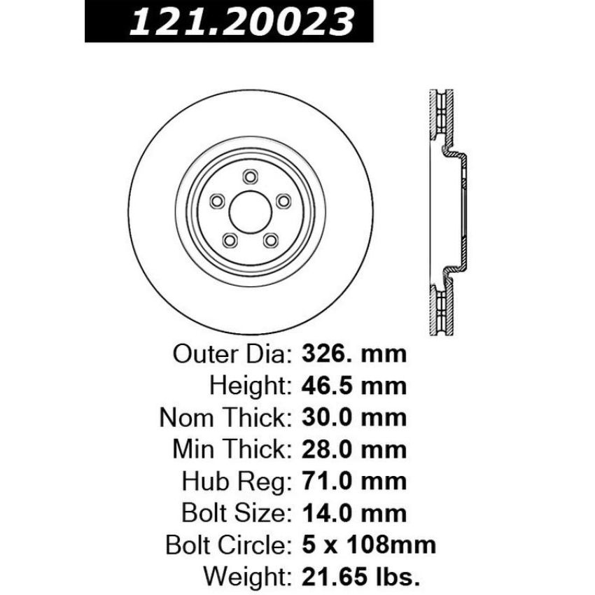 CENTRIC PARTS 121.20023 C-Tek Standard Brake Rotor