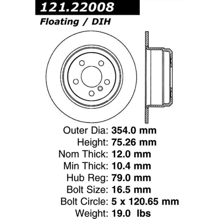 CENTRIC PARTS 121.22008 C-Tek Standard Brake Rotor