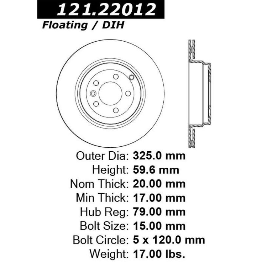 CENTRIC PARTS 121.22012 C-Tek Standard Brake Rotor