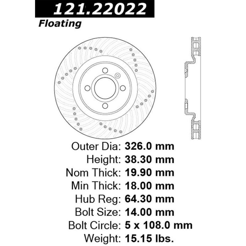 CENTRIC PARTS 121.22022 C-Tek Standard Brake Rotor