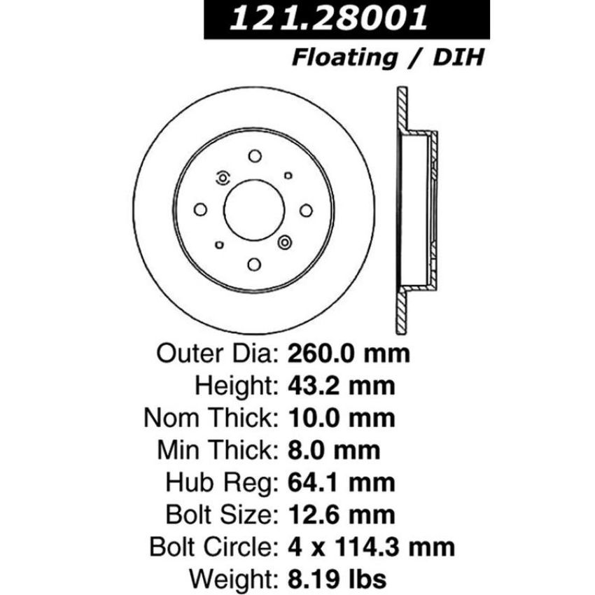 CENTRIC PARTS 121.28001 C-Tek Standard Brake Rotor