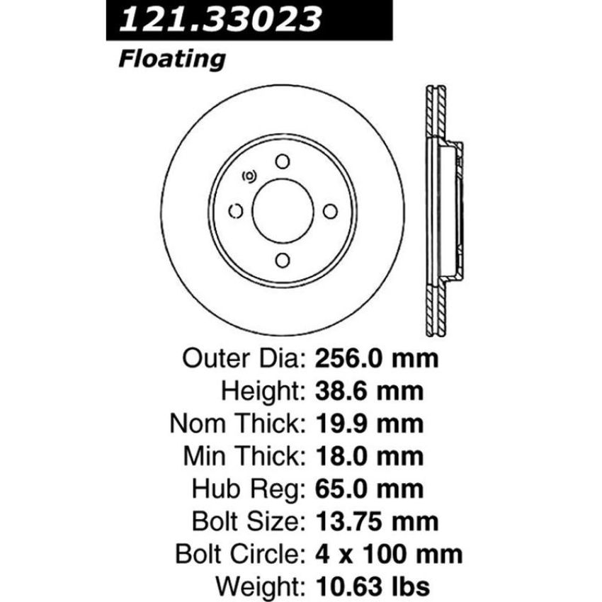 CENTRIC PARTS 121.33023 C-Tek Standard Brake Rotor