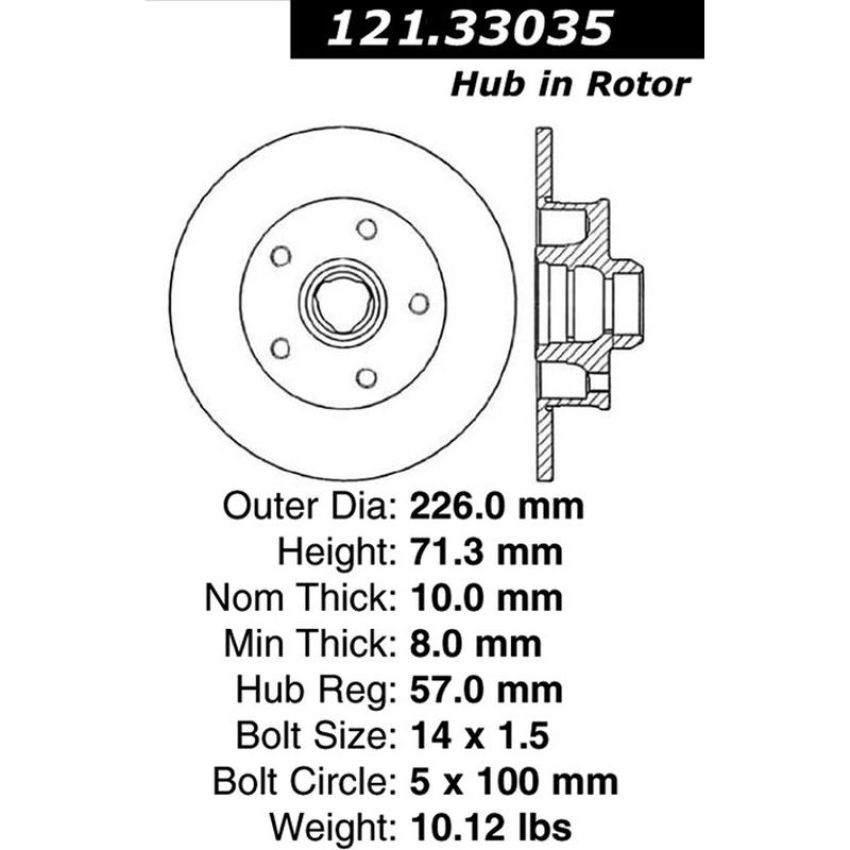 CENTRIC PARTS 121.33035 C-Tek Standard Brake Rotor