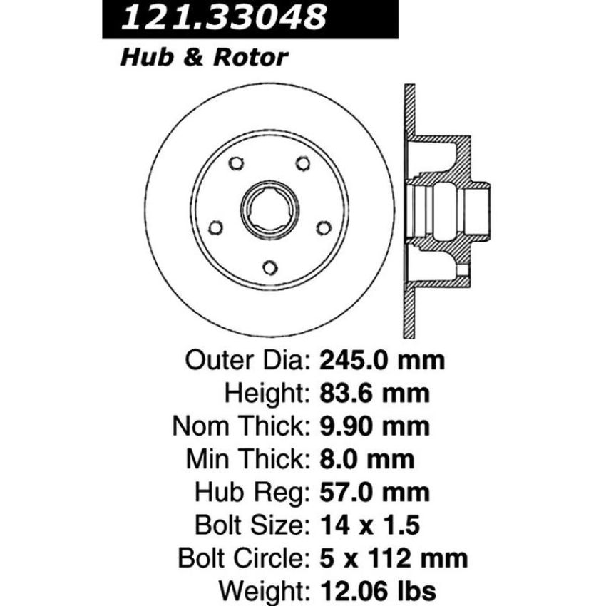 CENTRIC PARTS 121.33048 C-Tek Standard Brake Rotor