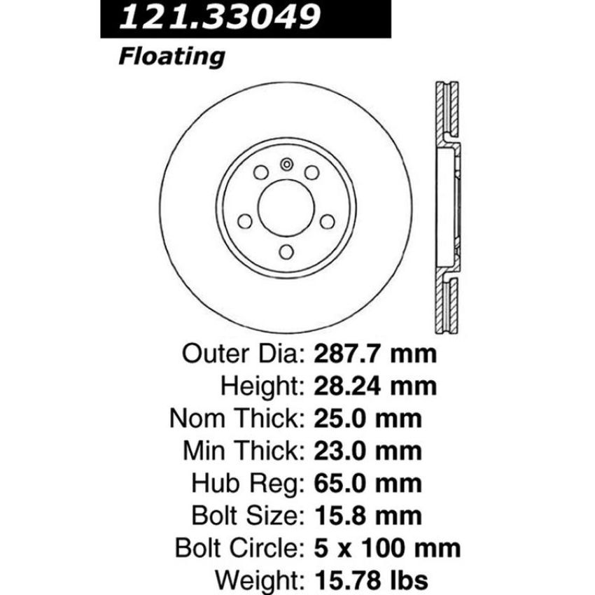CENTRIC PARTS 121.33049 C-Tek Standard Brake Rotor