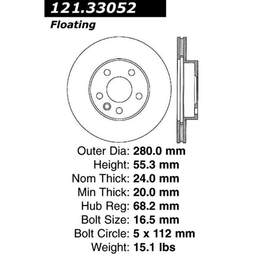 CENTRIC PARTS 121.33052 C-Tek Standard Brake Rotor