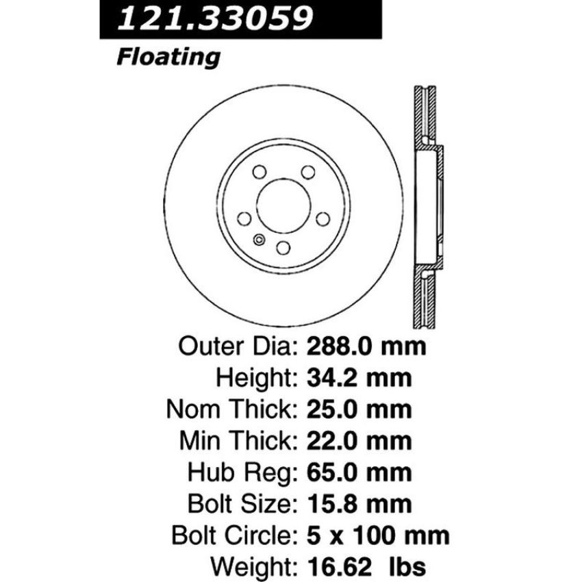 CENTRIC PARTS 121.33059 C-Tek Standard Brake Rotor
