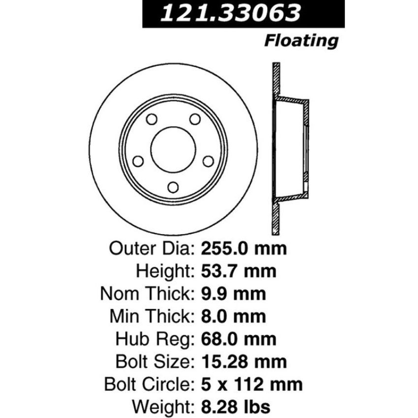 CENTRIC PARTS 121.33063 C-Tek Standard Brake Rotor