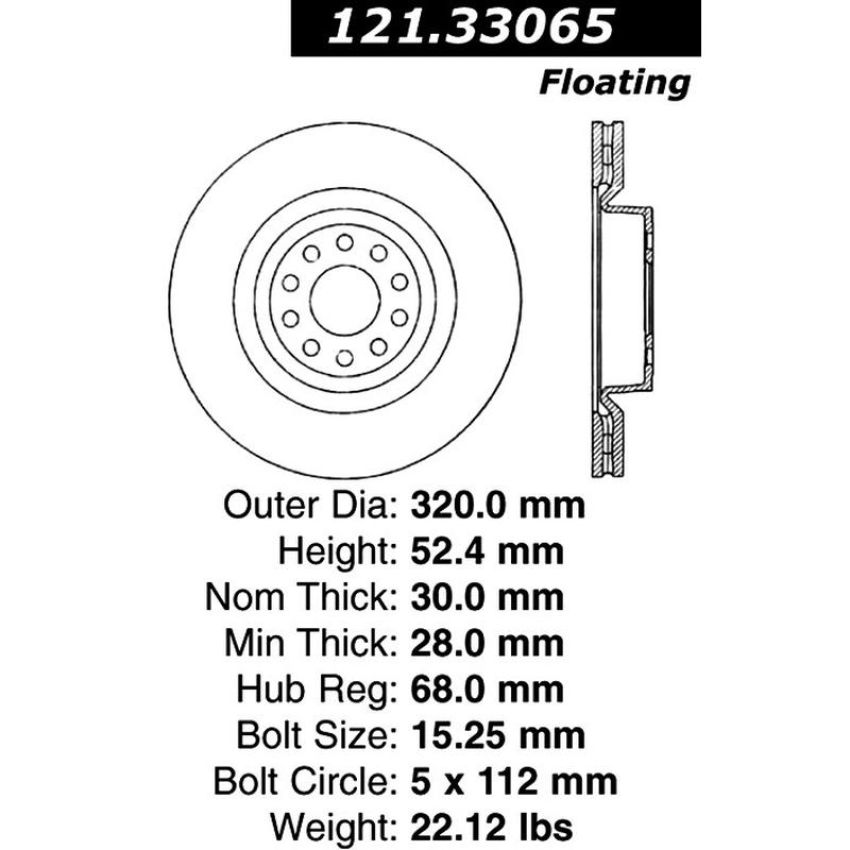 CENTRIC PARTS 121.33065 C-Tek Standard Brake Rotor