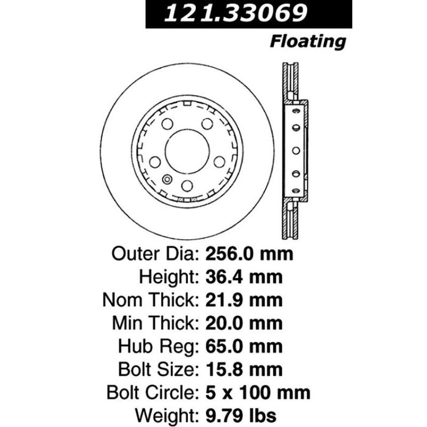 CENTRIC PARTS 121.33069 C-Tek Standard Brake Rotor