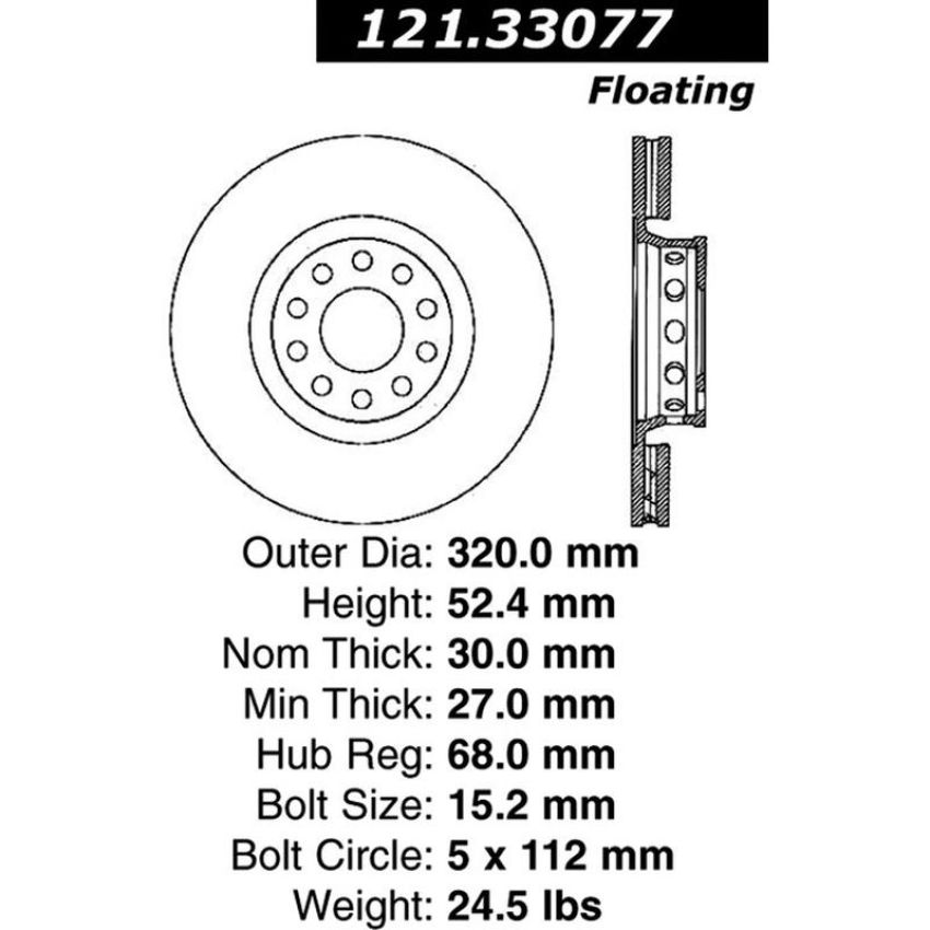 CENTRIC PARTS 121.33077 C-Tek Standard Brake Rotor