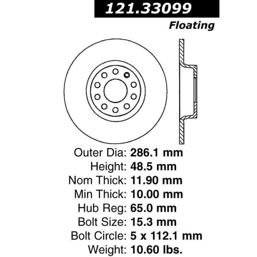 CENTRIC PARTS 121.33099 C-Tek Standard Brake Rotor