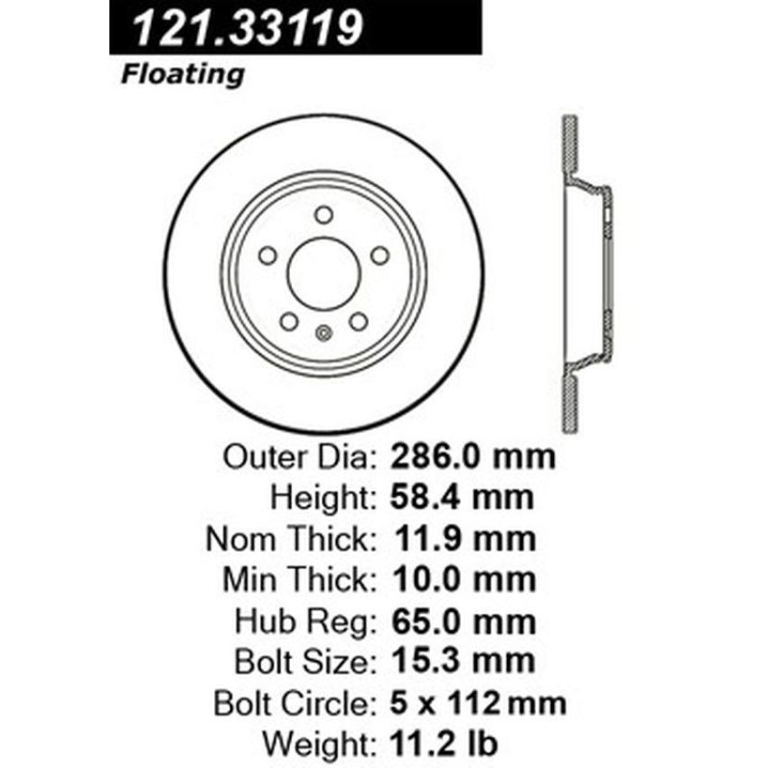 CENTRIC PARTS 121.33119 C-Tek Standard Brake Rotor