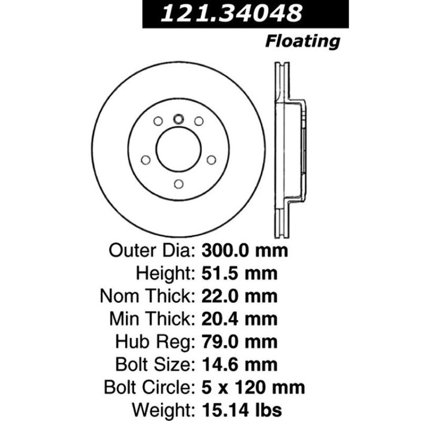 CENTRIC PARTS 121.34048 C-Tek Standard Brake Rotor