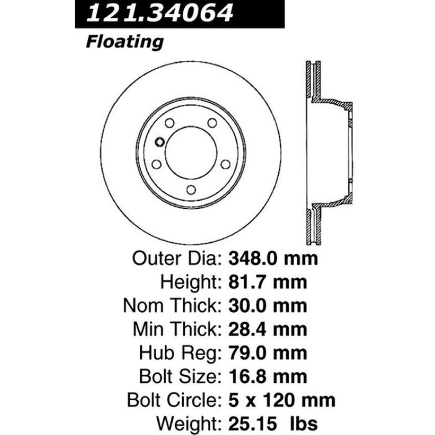 CENTRIC PARTS 121.34064 C-Tek Standard Brake Rotor