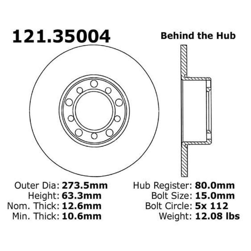 CENTRIC PARTS 121.35004 C-Tek Standard Brake Rotor