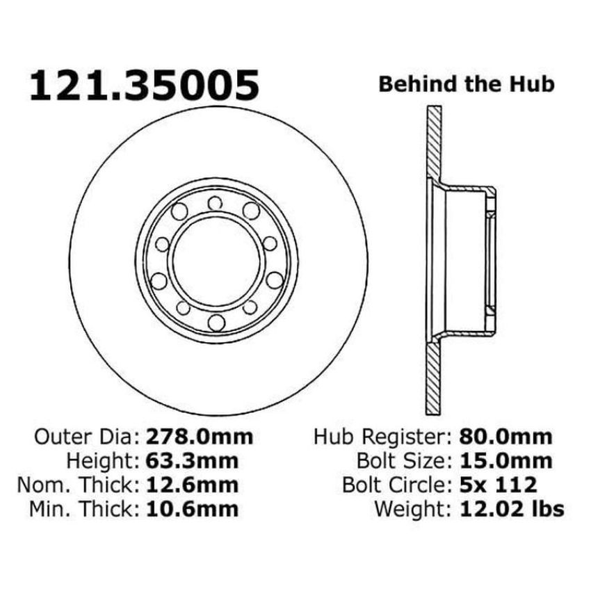 CENTRIC PARTS 121.35005 C-Tek Standard Brake Rotor