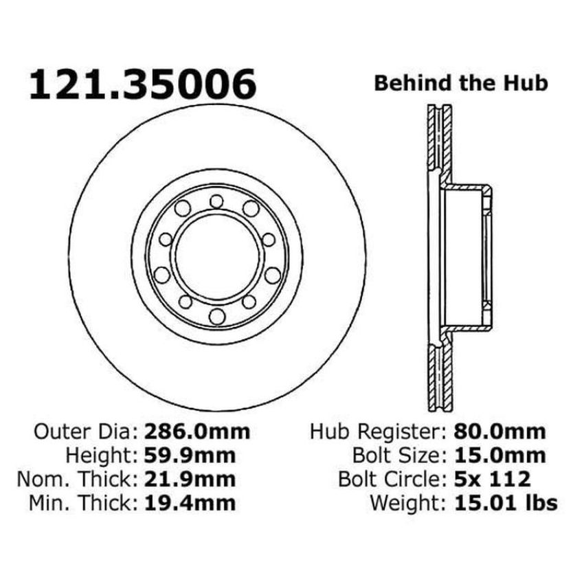 CENTRIC PARTS 121.35006 C-Tek Standard Brake Rotor
