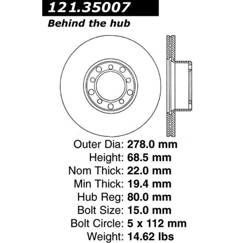 CENTRIC PARTS 121.35007 C-Tek Standard Brake Rotor