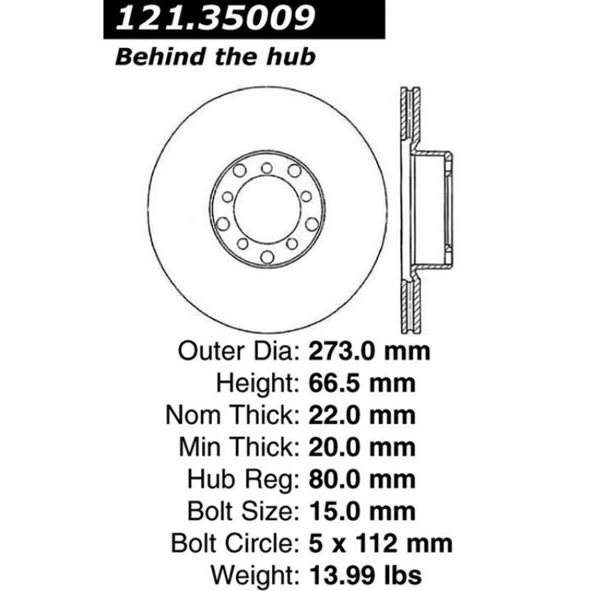 CENTRIC PARTS 121.35009 C-Tek Standard Brake Rotor