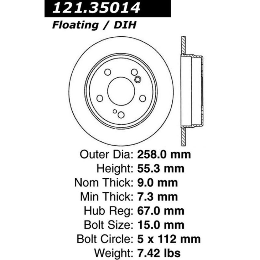 CENTRIC PARTS 121.35014 C-Tek Standard Brake Rotor