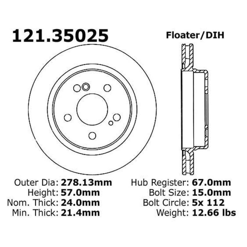 CENTRIC PARTS 121.35025 C-Tek Standard Brake Rotor