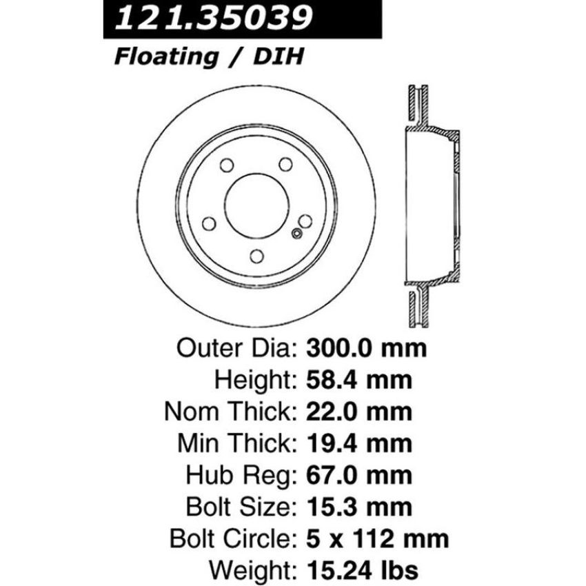 CENTRIC PARTS 121.35039 C-Tek Standard Brake Rotor
