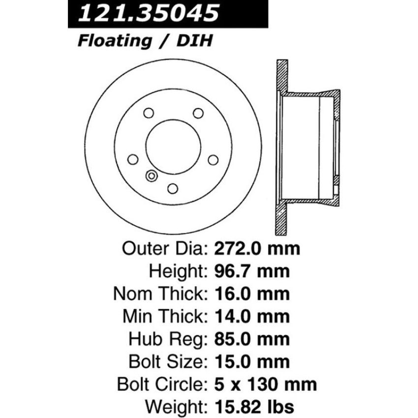 CENTRIC PARTS 121.35045 C-Tek Standard Brake Rotor
