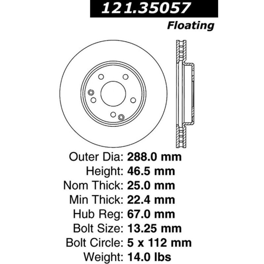 CENTRIC PARTS 121.35057 C-Tek Standard Brake Rotor