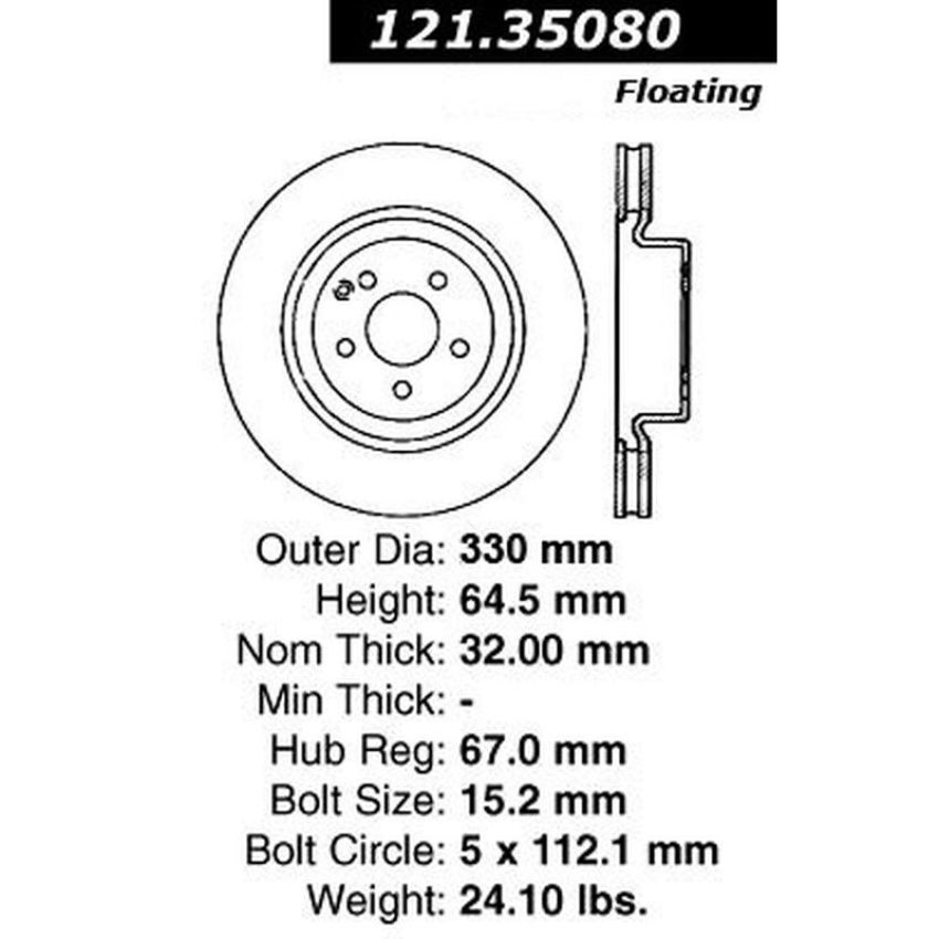 CENTRIC PARTS 121.35080 C-Tek Standard Brake Rotor