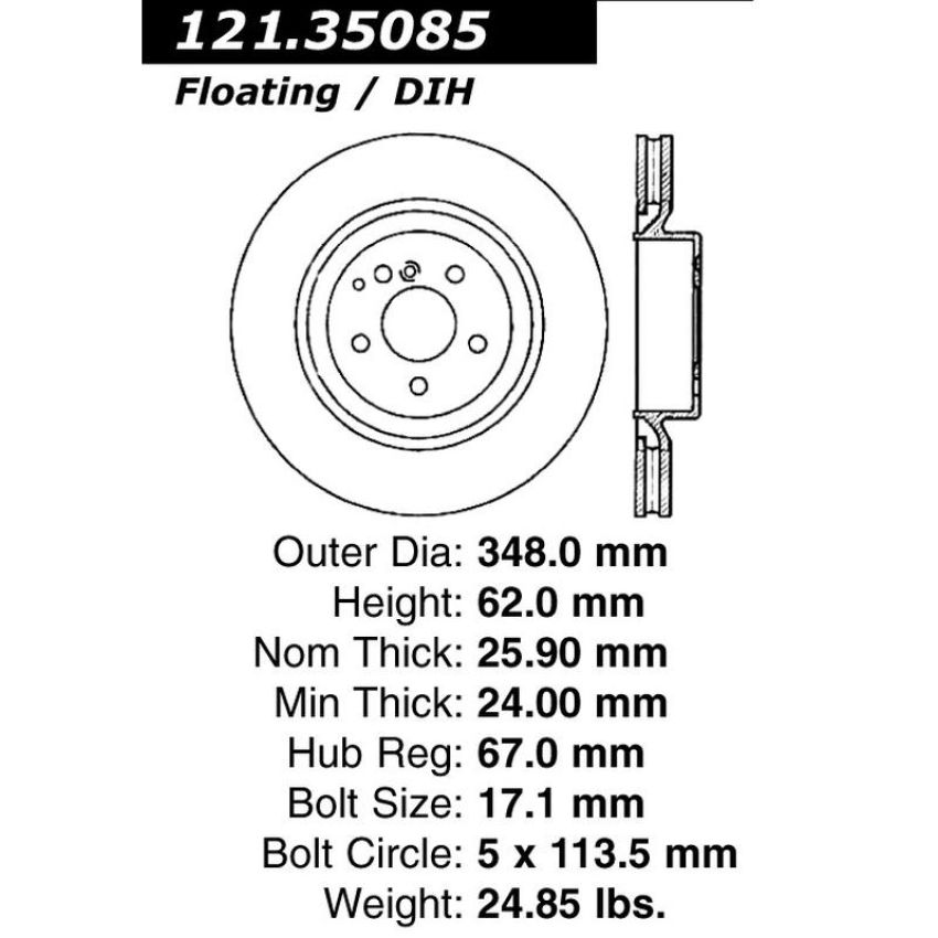 CENTRIC PARTS 121.35085 C-Tek Standard Brake Rotor
