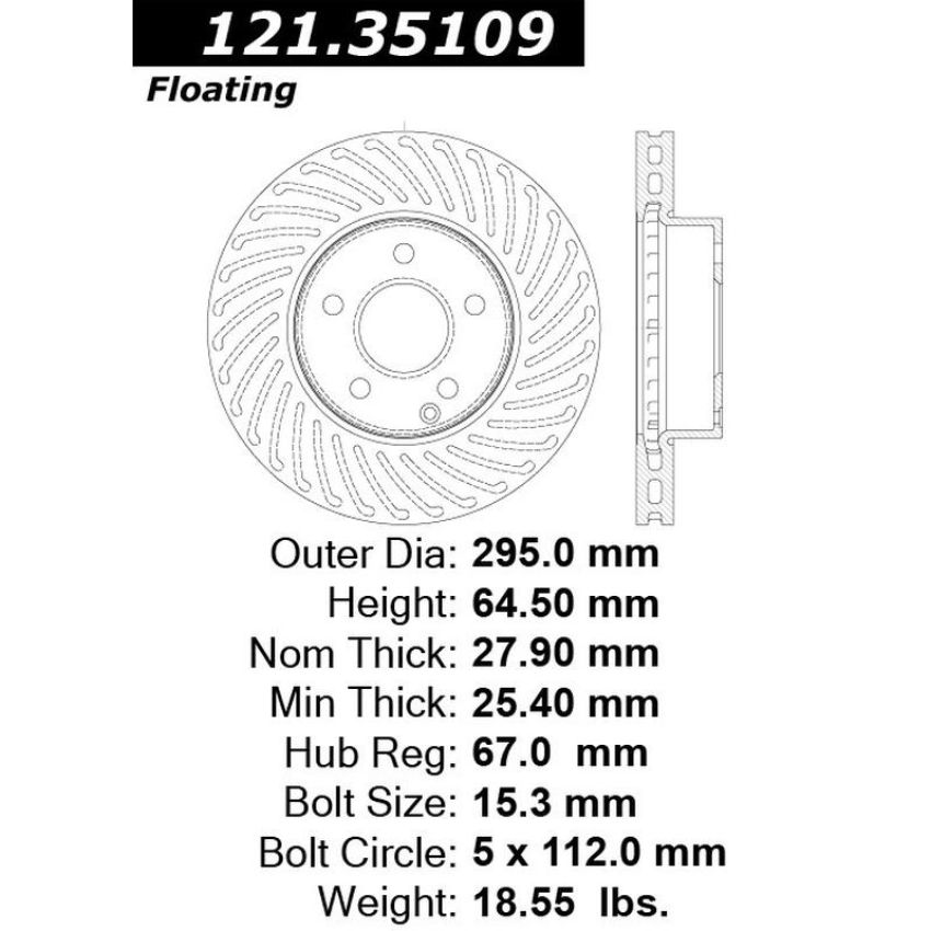 CENTRIC PARTS 121.35109 C-Tek Standard Brake Rotor