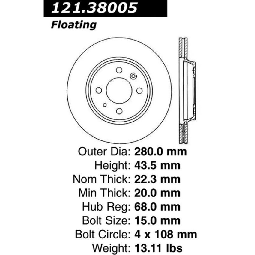 CENTRIC PARTS 121.38005 C-Tek Standard Brake Rotor