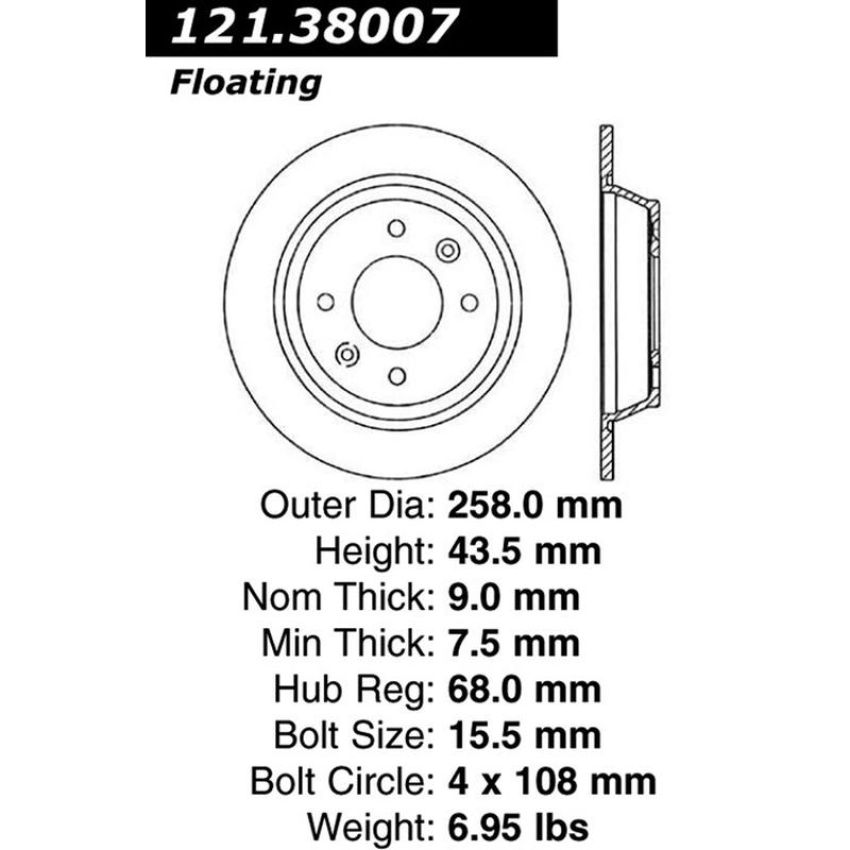 CENTRIC PARTS 121.38007 C-Tek Standard Brake Rotor