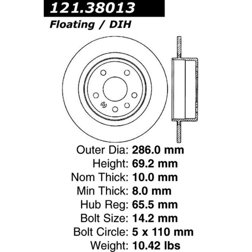 CENTRIC PARTS 121.38013 C-Tek Standard Brake Rotor
