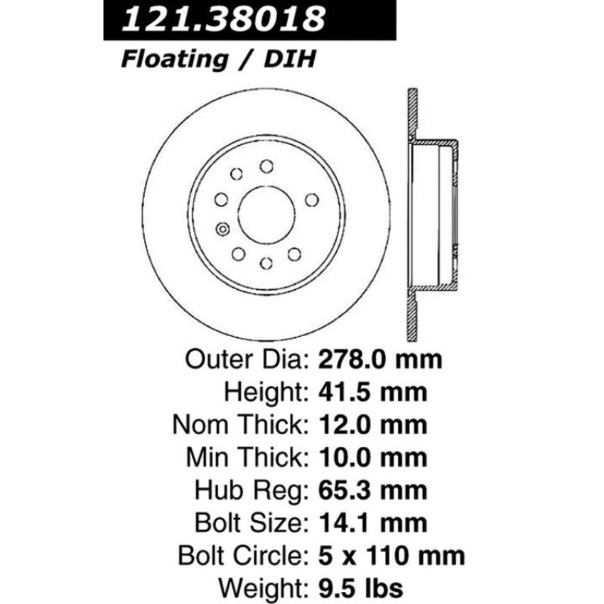 CENTRIC PARTS 121.38018 C-Tek Standard Brake Rotor