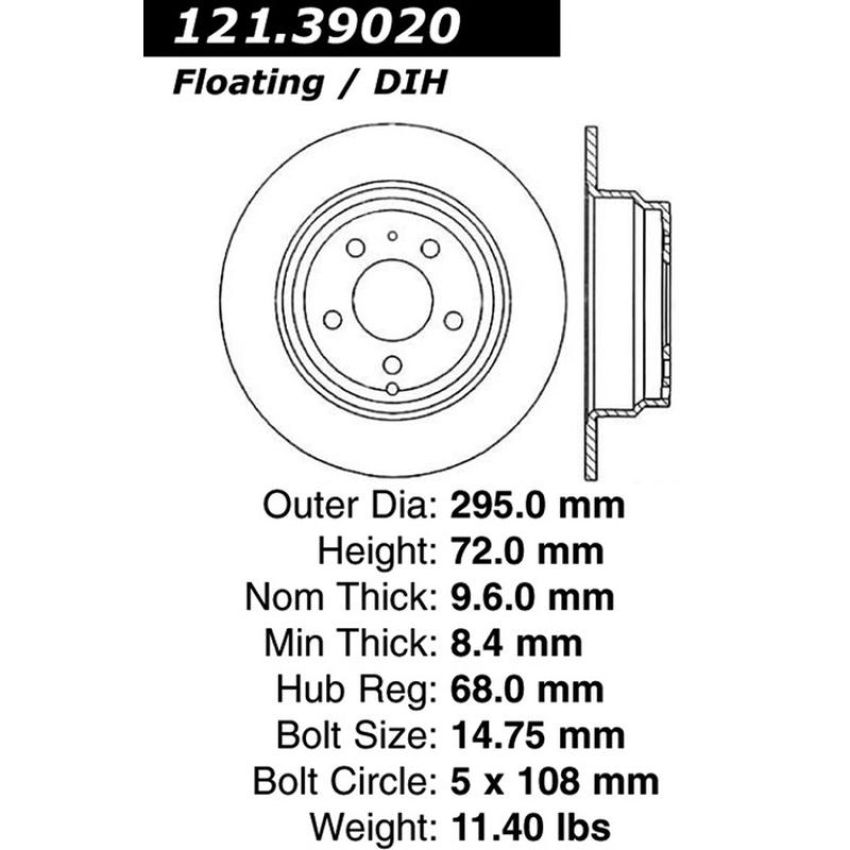 CENTRIC PARTS 121.39020 C-Tek Standard Brake Rotor