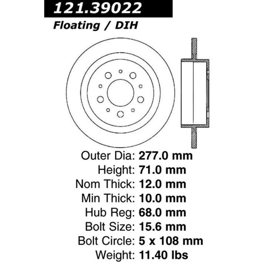 CENTRIC PARTS 121.39022 C-Tek Standard Brake Rotor
