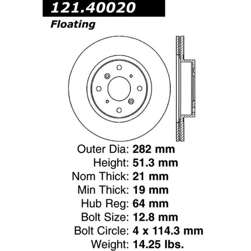 CENTRIC PARTS 121.40020 C-Tek Standard Brake Rotor