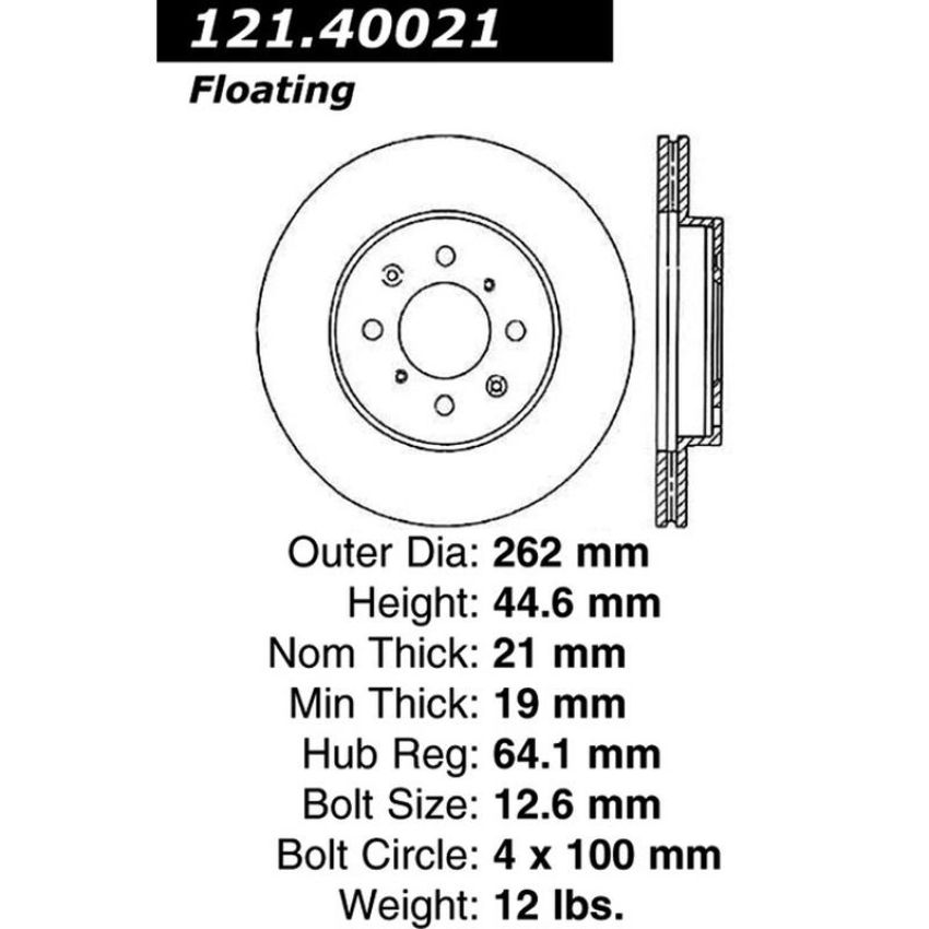 CENTRIC PARTS 121.40021 C-Tek Standard Brake Rotor