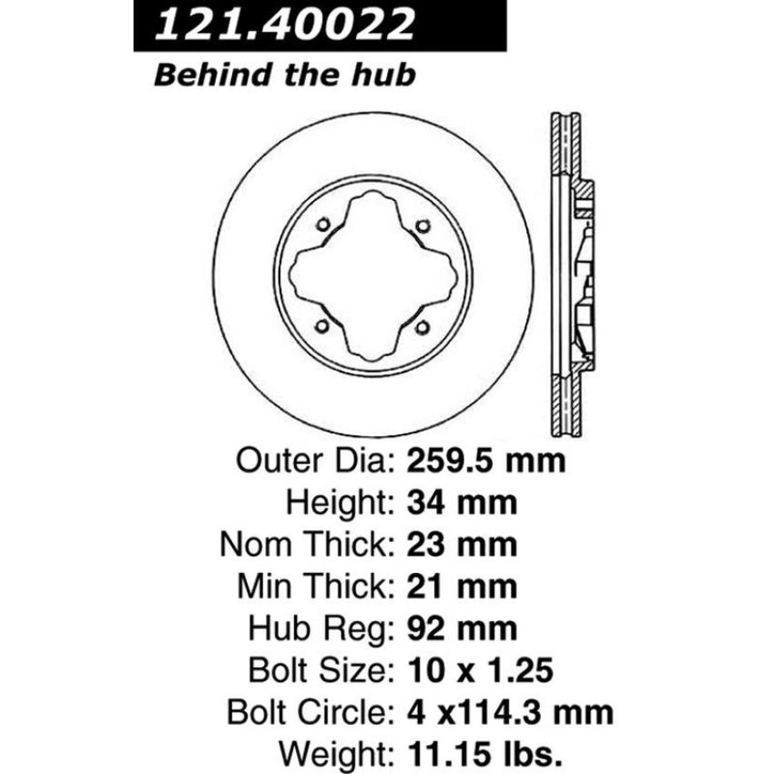 CENTRIC PARTS 121.40022 C-Tek Standard Brake Rotor