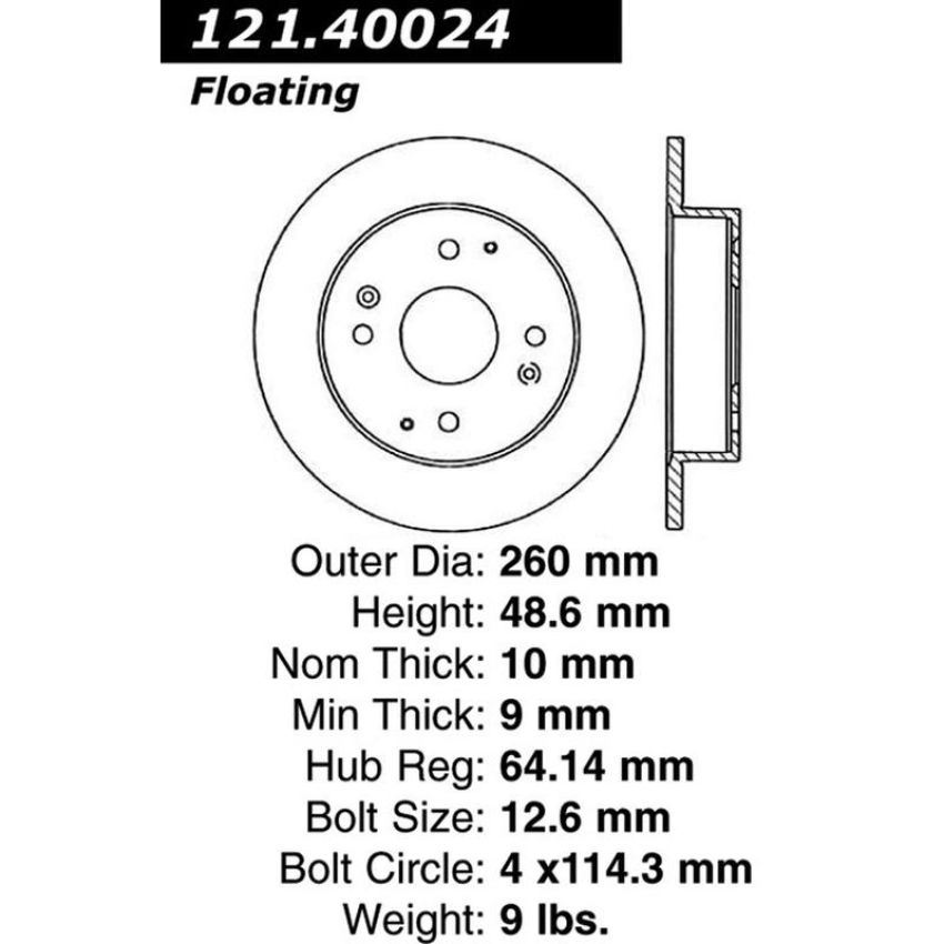 CENTRIC PARTS 121.40024 C-Tek Standard Brake Rotor