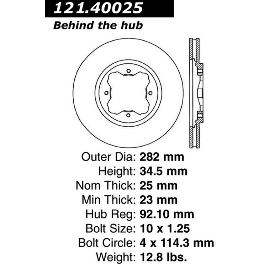 CENTRIC PARTS 121.40025 C-Tek Standard Brake Rotor