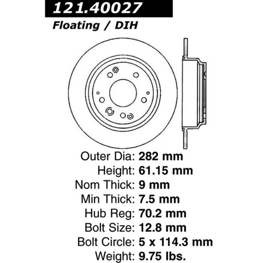 CENTRIC PARTS 121.40027 C-Tek Standard Brake Rotor