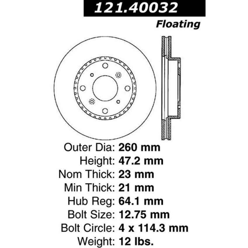 CENTRIC PARTS 121.40032 C-Tek Standard Brake Rotor